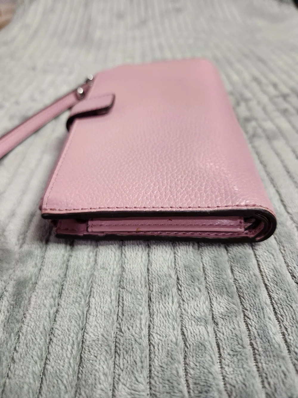 MICHAEL Michael Kors Adele Double-Zip Pebble Leather phone Wristlet Lilac Pink